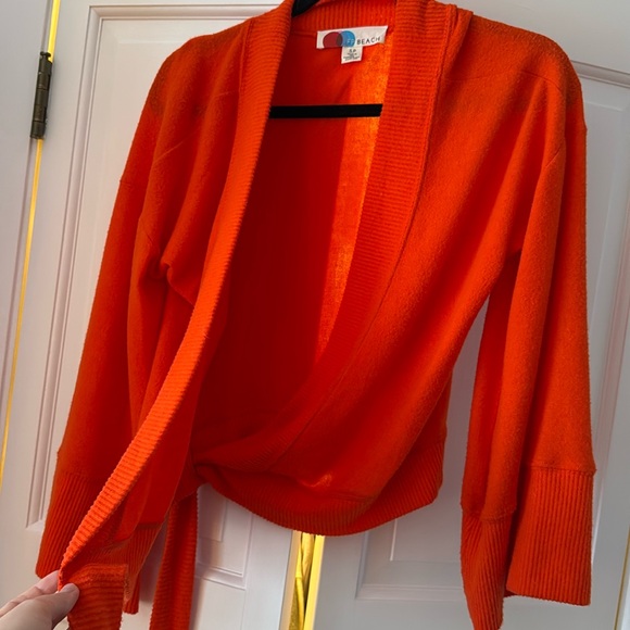 FREE PEOPLE BEACH orange wrap sweater - Picture 2 of 4